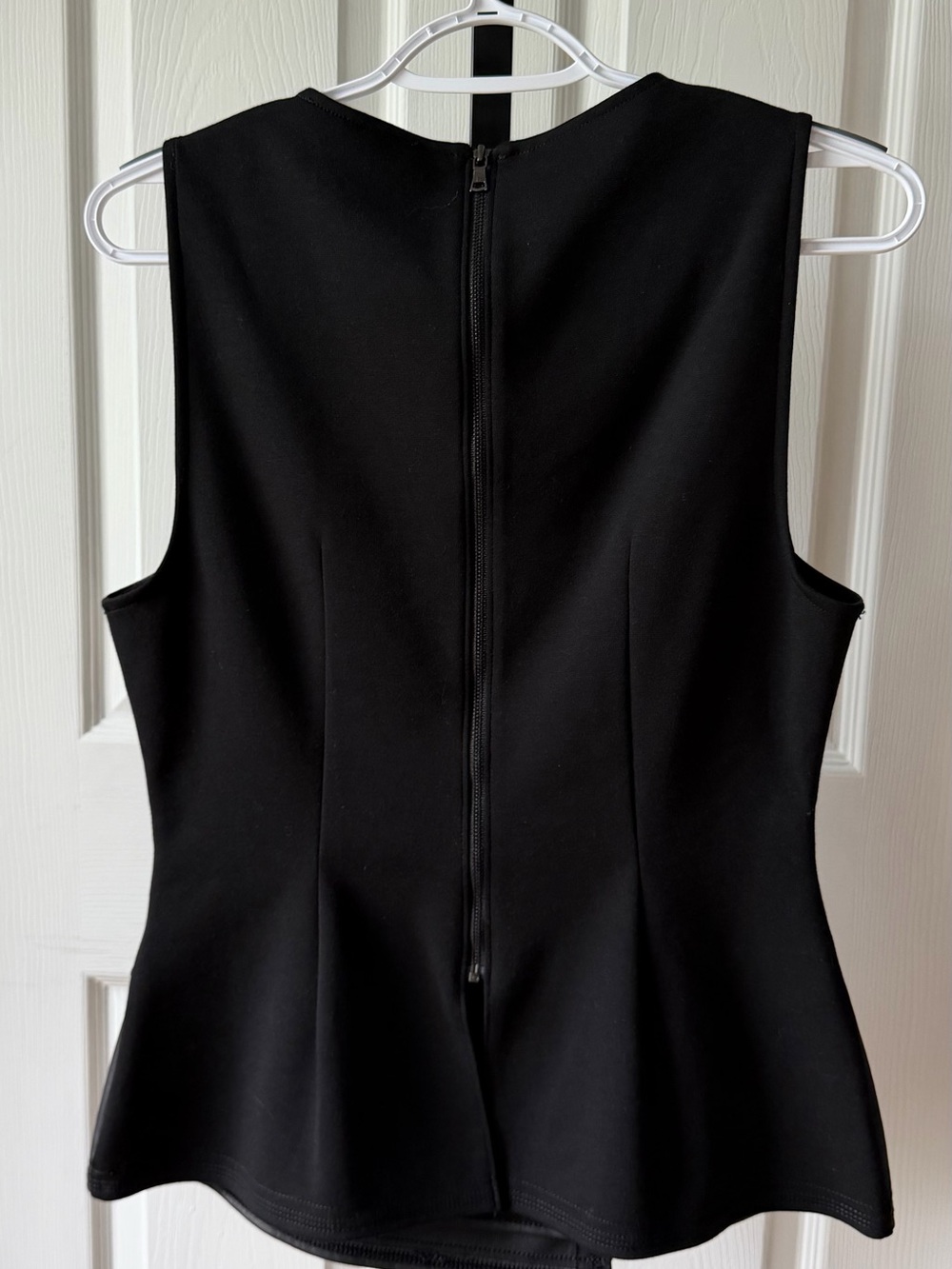 NWT BCBGMAXAZRIA Faux Leather & Ponte Peplum Top Sleeveless - Picture 8 of 12